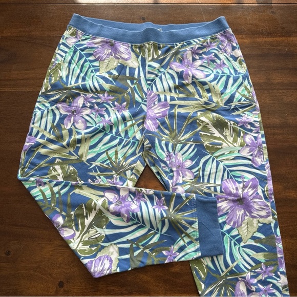 D and Co Active Pull On Sweatpants Blue Tropical & Gray Lot of 2 Size Large L - Picture 2 of 12
